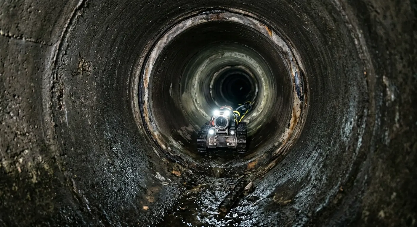 Robotic sewer camera inspecting pipe interior for Drain Snake Service in Fruit Heights